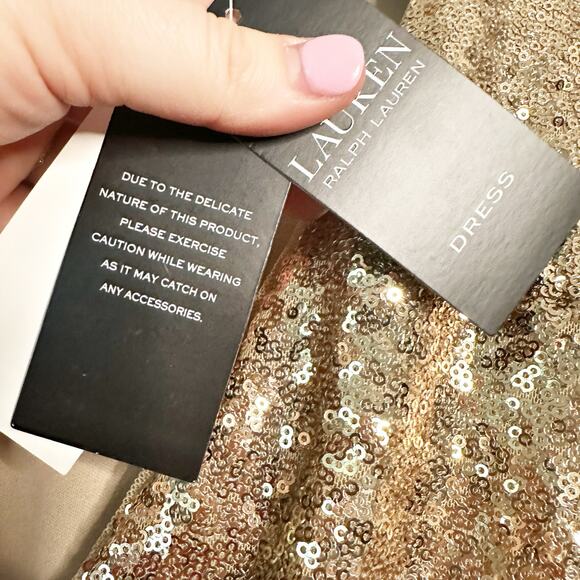 Lauren Ralph Lauren Gold Sequin Jumpsuit - Size 14 - NWT - Picture 10 of 16